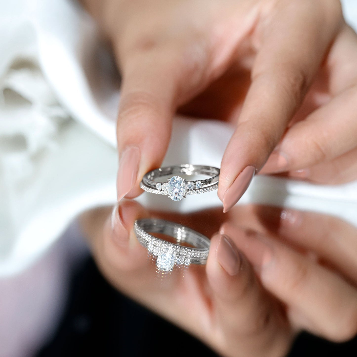 IGI Certified 1 Carat Lab Grown Diamond Engagement Ring with Wedding Band