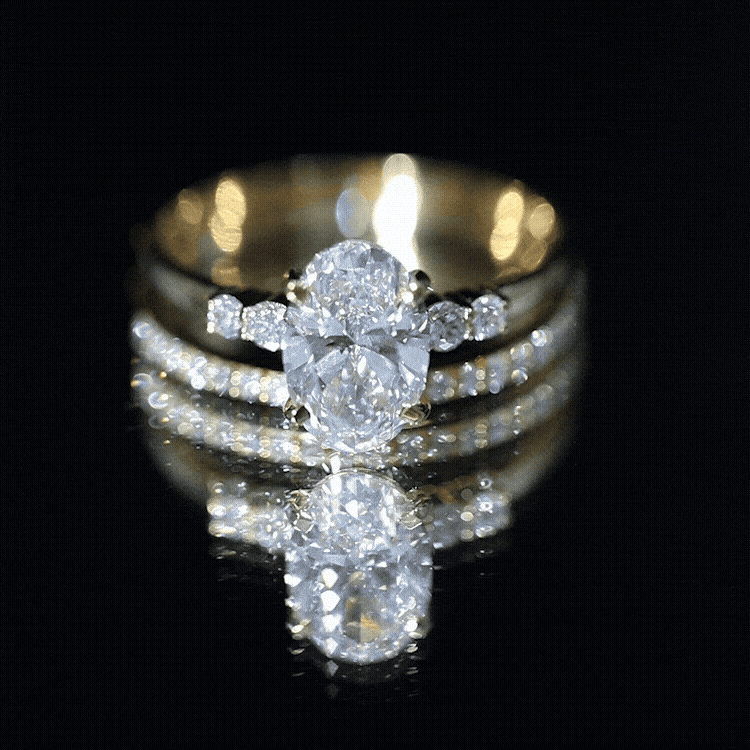 IGI Certified 3 Carat Oval Lab Grown Diamond Marriage Ring Set for Women