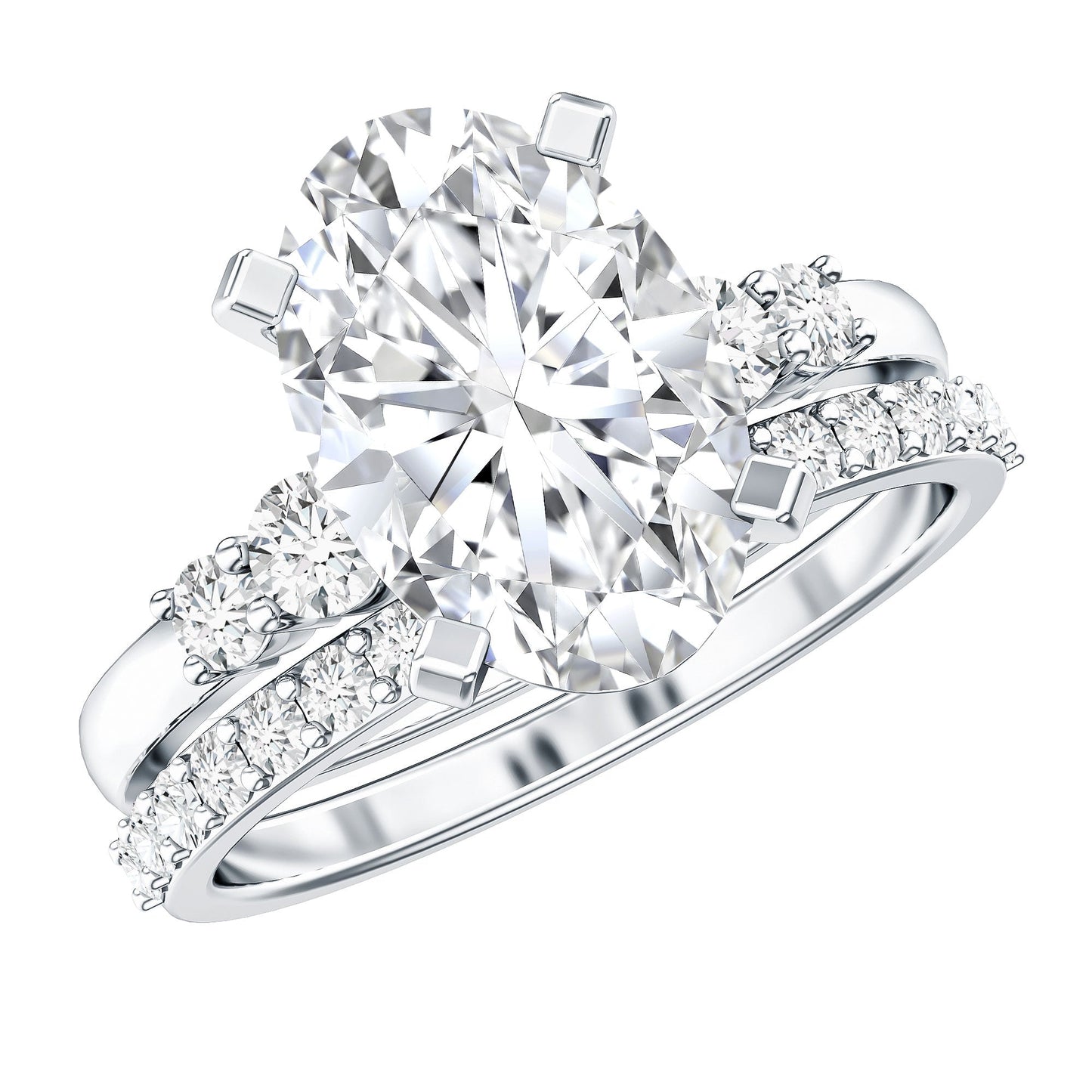 IGI Certified 3 Carat Oval Lab Grown Diamond Marriage Ring Set for Women