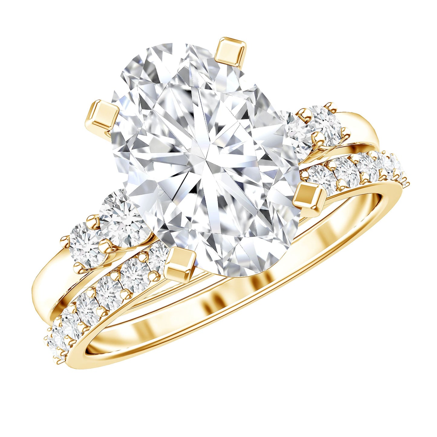 IGI Certified 3 Carat Oval Lab Grown Diamond Marriage Ring Set for Women