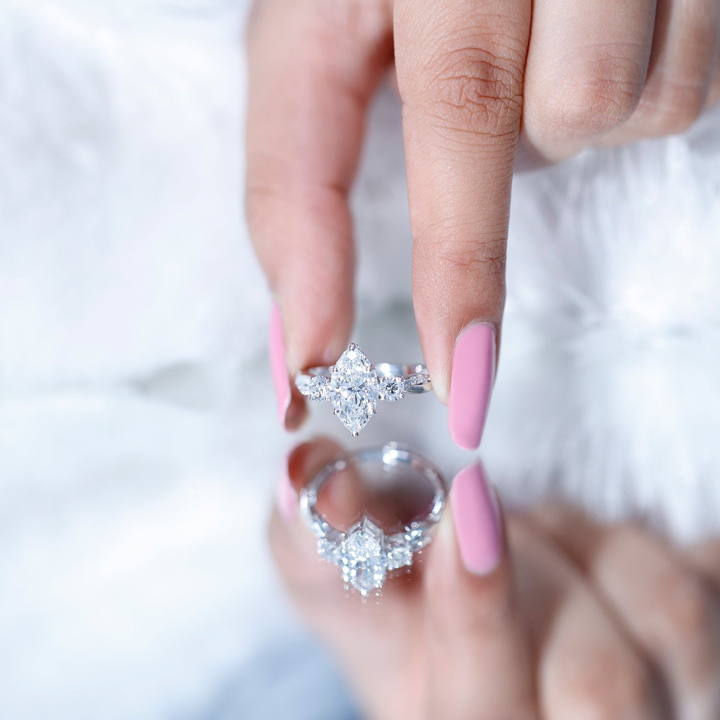 2 Carat Marquise Cut Lab Grown Diamond Crossover Engagement Ring with IGI Certificate