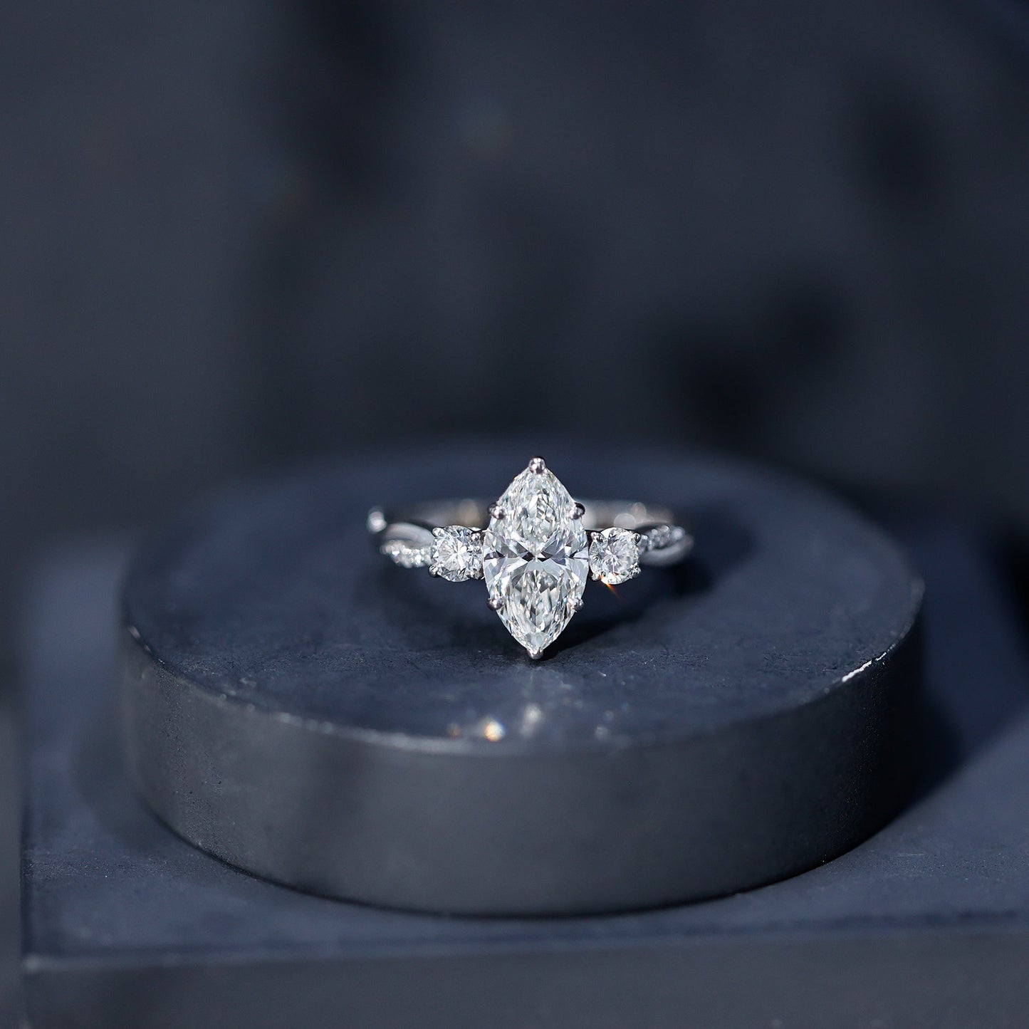 2 Carat Marquise Cut Lab Grown Diamond Crossover Engagement Ring with IGI Certificate