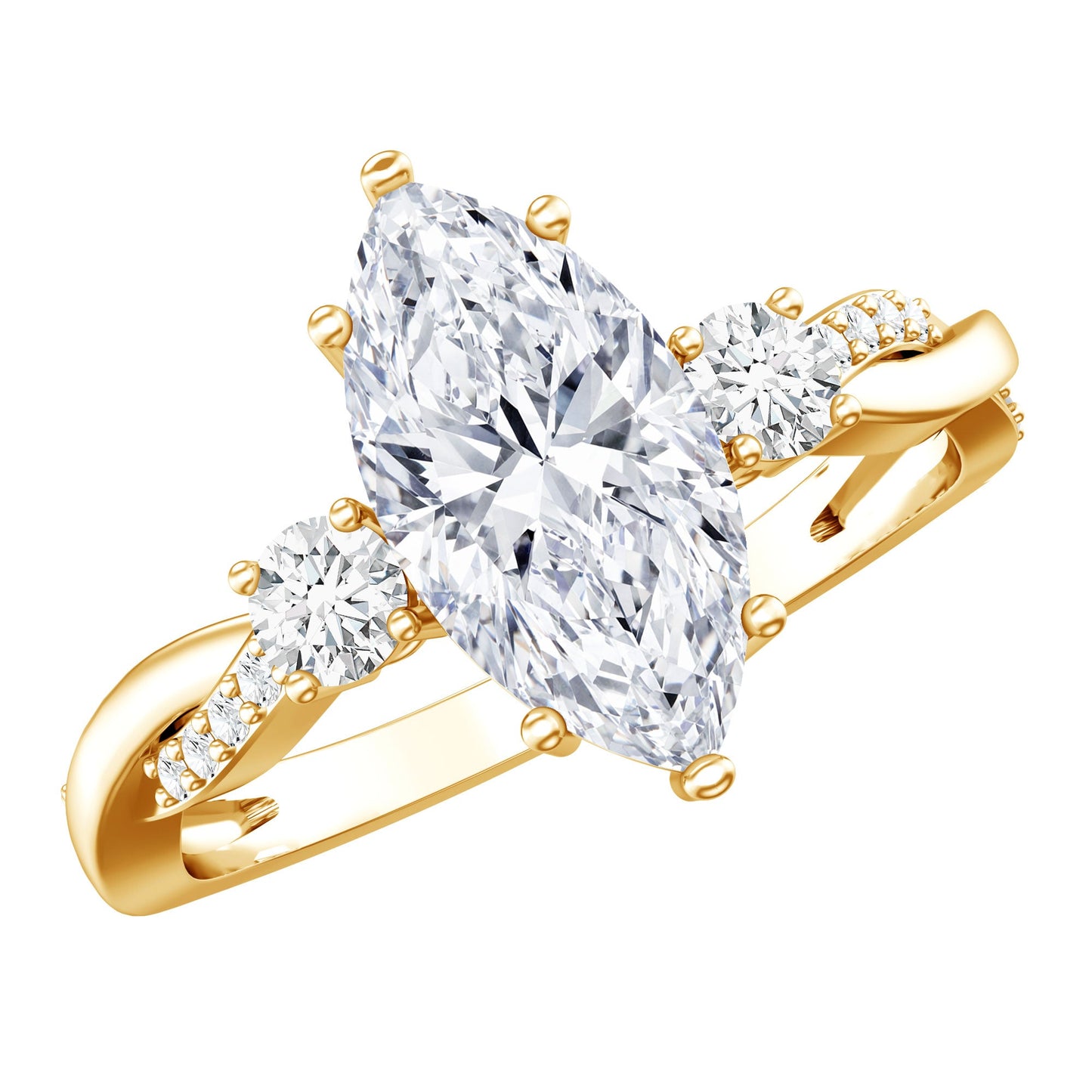2 Carat Marquise Cut Lab Grown Diamond Crossover Engagement Ring with IGI Certificate
