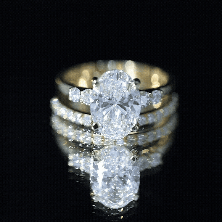 4 Carat Oval Wedding Ring Set with IGI Certified Lab Grown Diamond