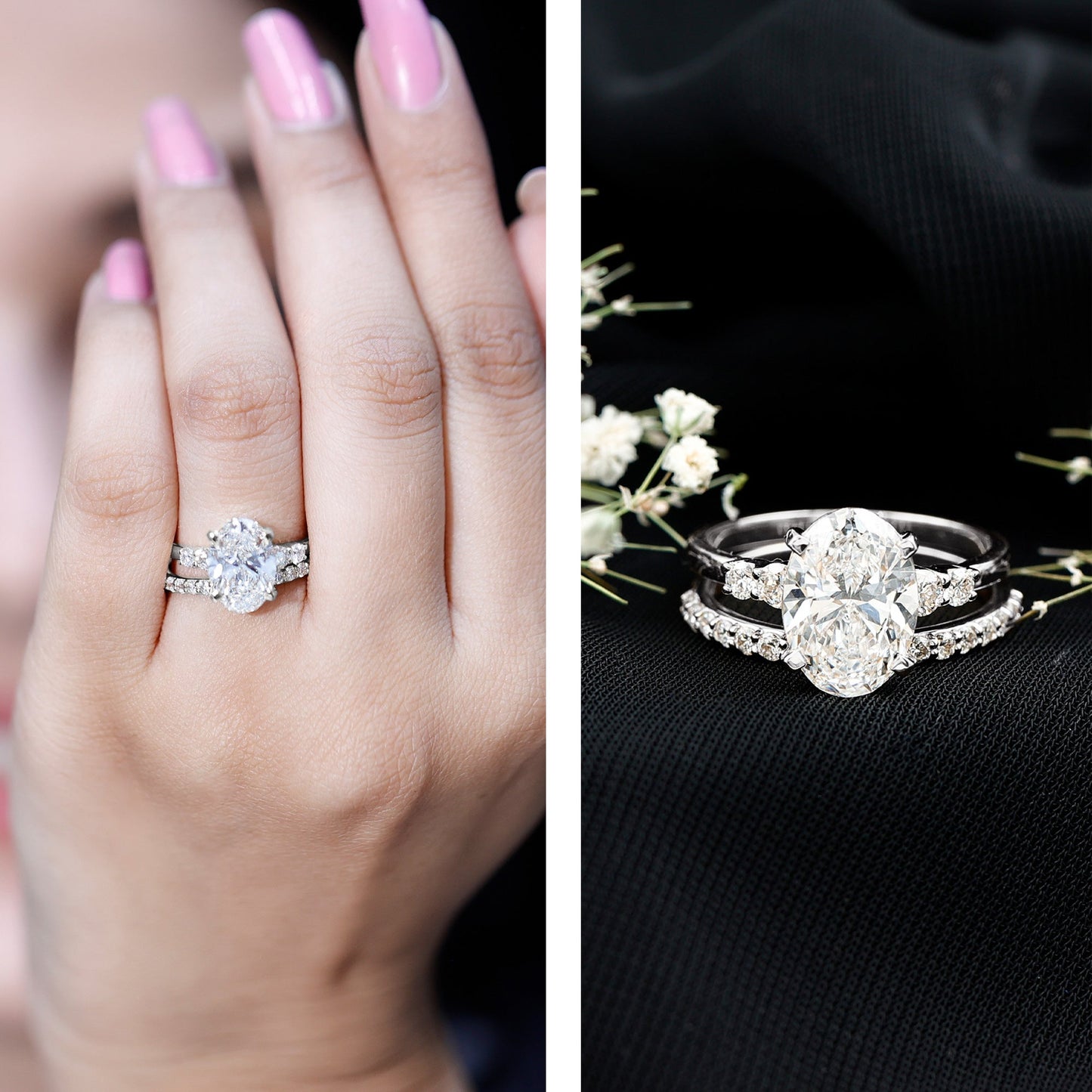 4 Carat Oval Wedding Ring Set with IGI Certified Lab Grown Diamond