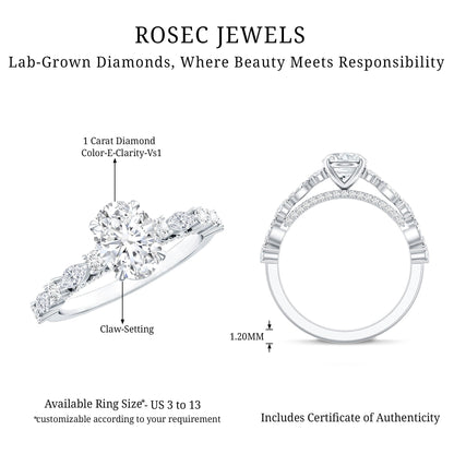 1 Carat IGI Certified Oval Cut Lab Grown Diamond Solitaire Engagement Ring