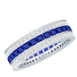 Certified Lab Grown Blue Sapphire 3 Row Wedding Band