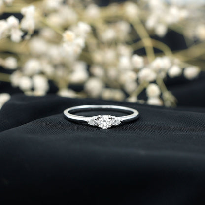 Certified Moissanite 3 Stone Promise Ring