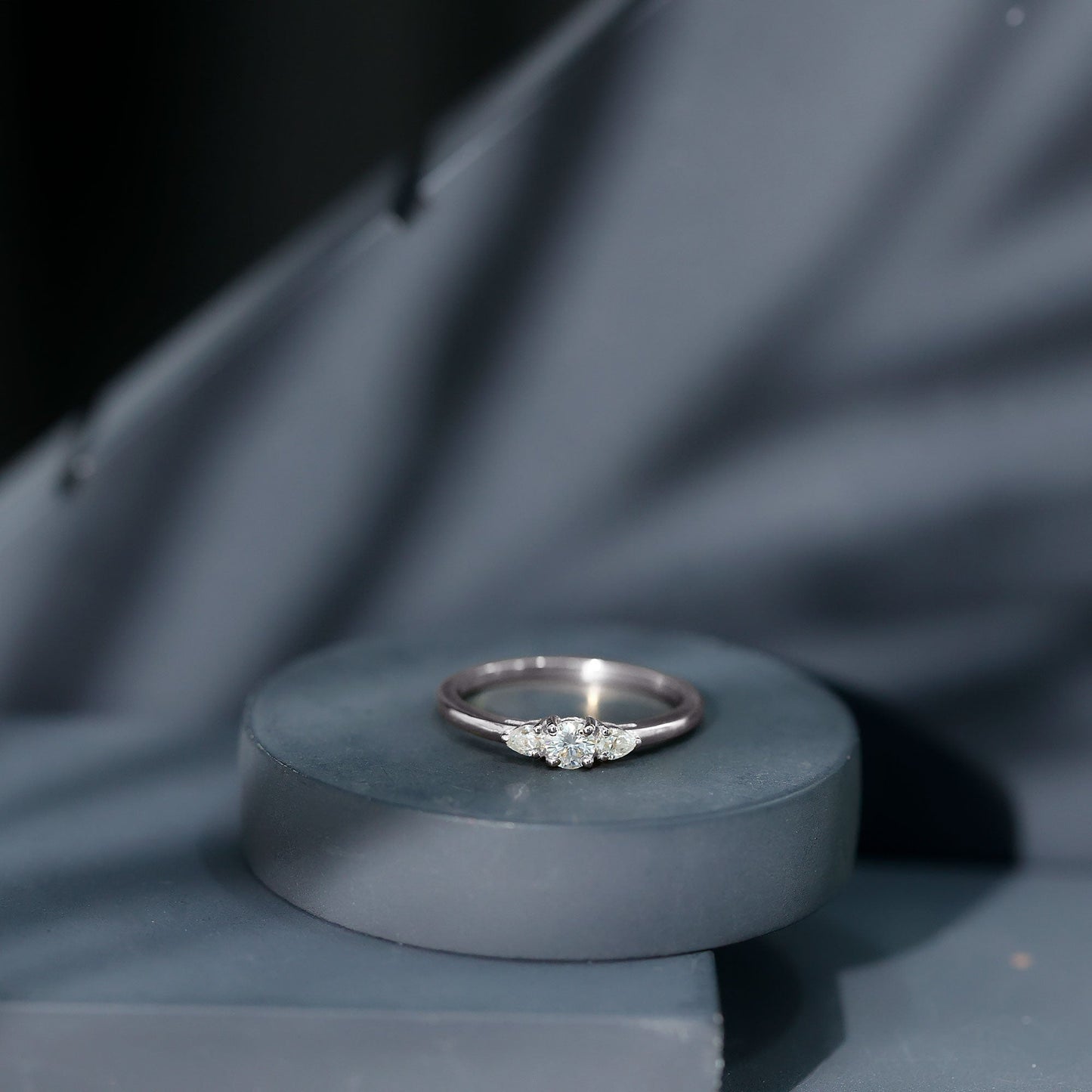 Certified Moissanite 3 Stone Promise Ring