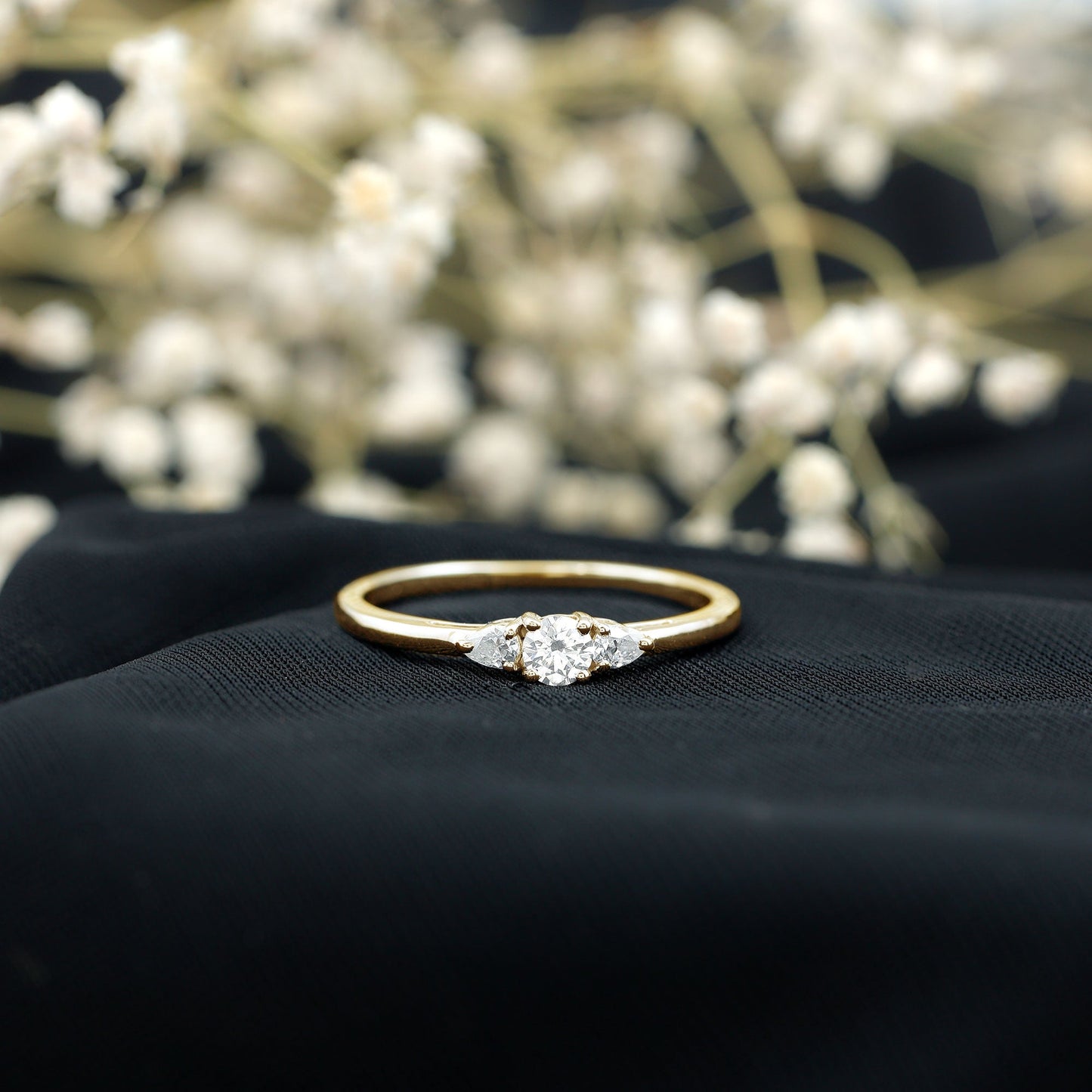 Certified Moissanite 3 Stone Promise Ring