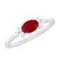 East West Style 0.6 Carat Ruby Oval Promise Ring with Diamond