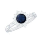 Natural 0.9 Carat Blue Sapphire Engagement Ring with Diamond Halo