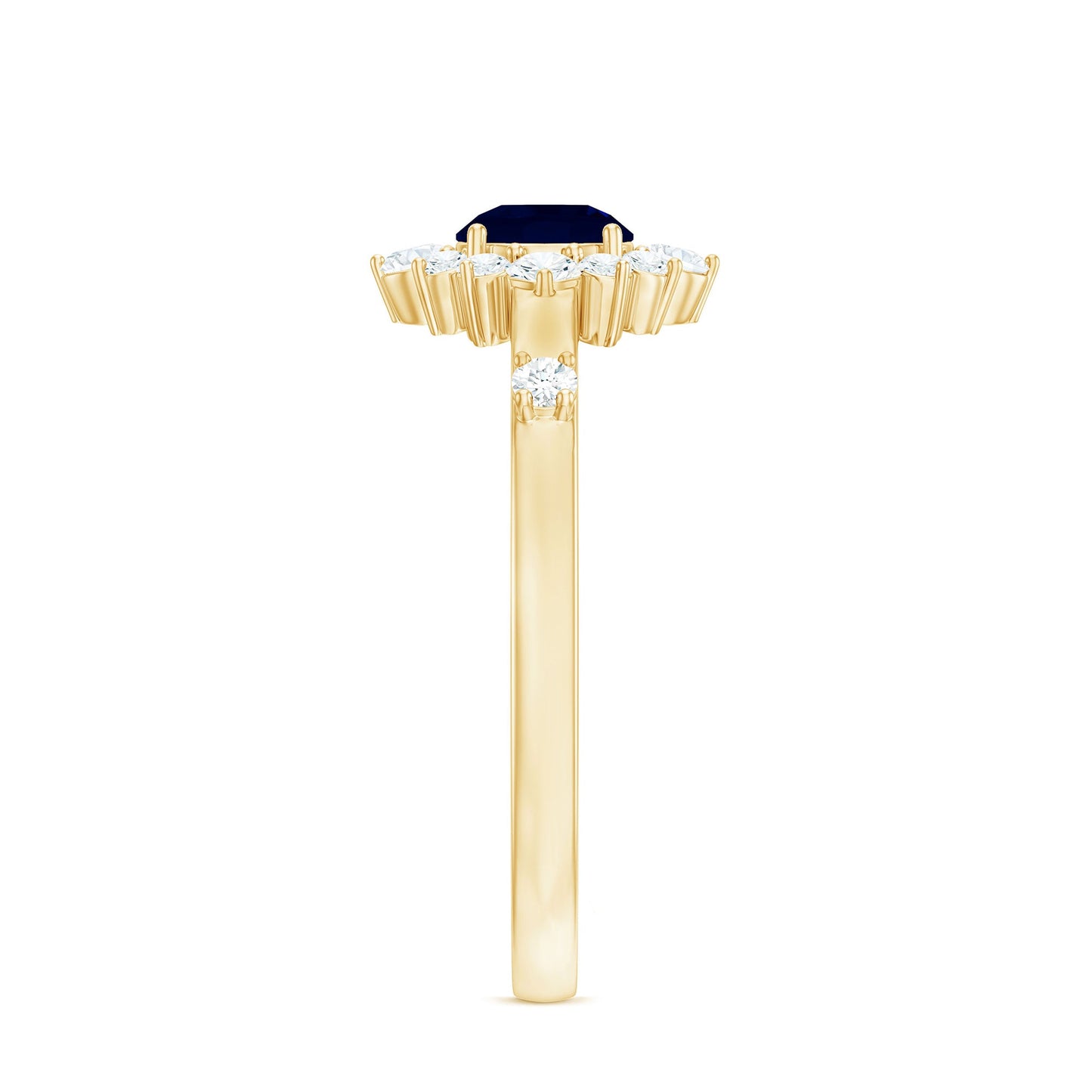 Natural 0.9 Carat Blue Sapphire Engagement Ring with Diamond Halo