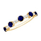Round Blue Sapphire and Diamond Half Eternity Ring
