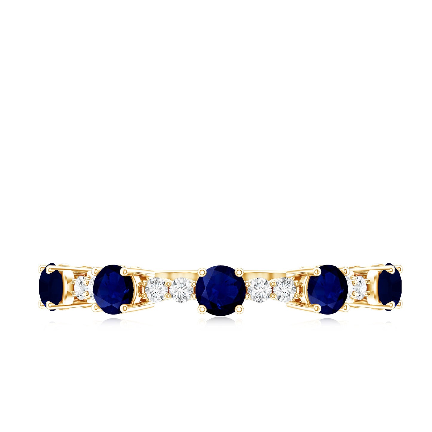 Round Blue Sapphire and Diamond Half Eternity Ring