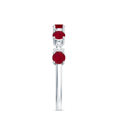 Real Ruby Diamond Half Eternity Ring for Anniversary
