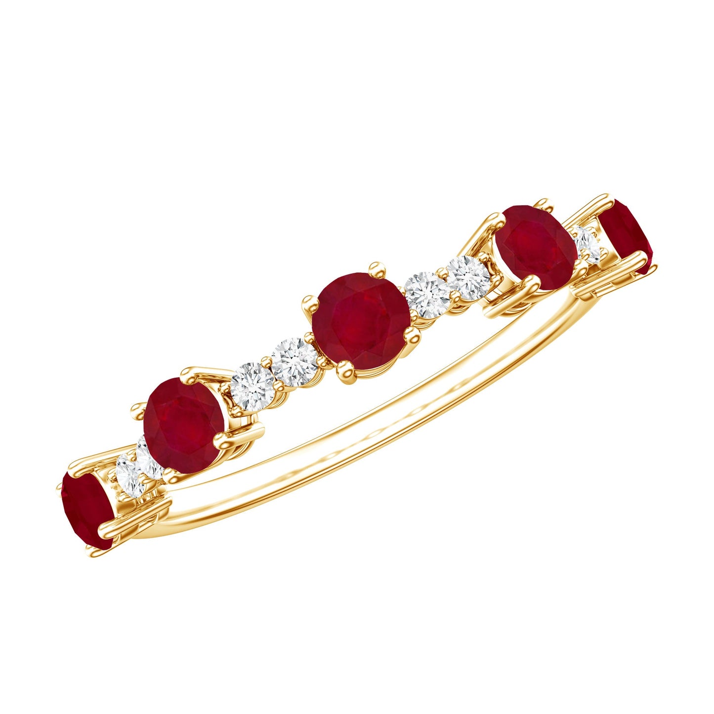 Real Ruby Diamond Half Eternity Ring for Anniversary