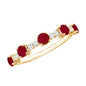 Real Ruby Diamond Half Eternity Ring for Anniversary