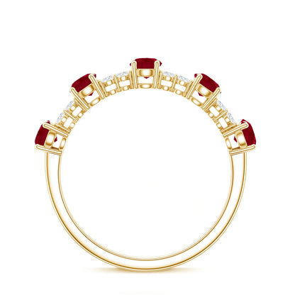 Real Ruby Diamond Half Eternity Ring for Anniversary