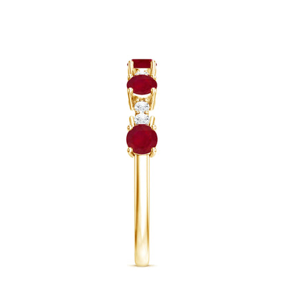 Real Ruby Diamond Half Eternity Ring for Anniversary
