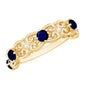 Blue Sapphire and Diamond Vintage Half Eternity Wedding Band