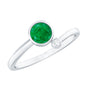Bezel Set Emerald and Lab Diamond Two Stone Promise Ring
