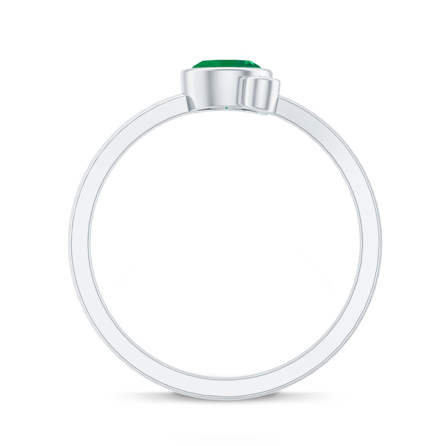 Bezel Set Emerald and Lab Diamond Two Stone Promise Ring