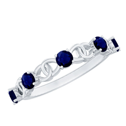 Natural Blue Sapphire Infinity Half Eternity Ring