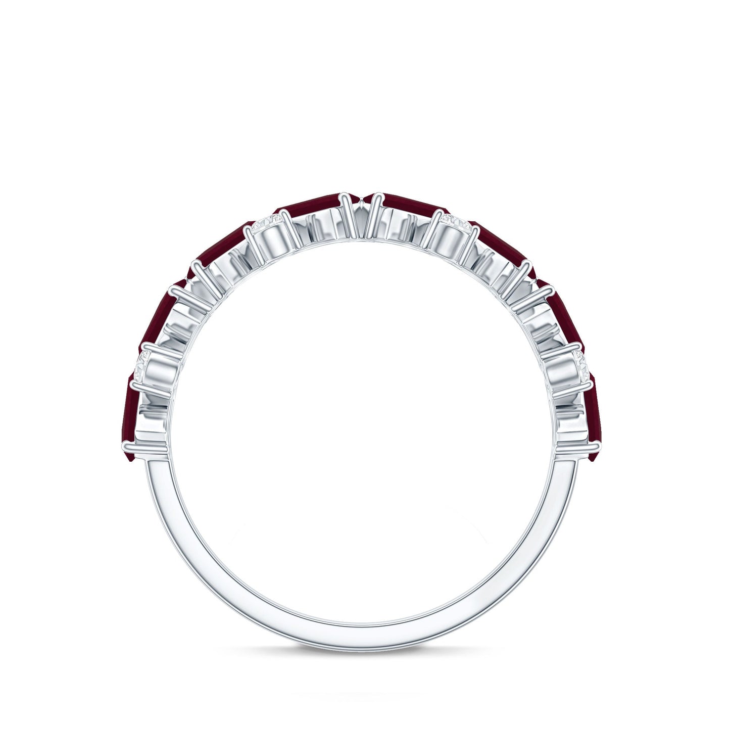 Certified Ruby Half Eternity Ring with Lab Grown Diamond