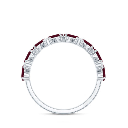 Certified Ruby Half Eternity Ring with Lab Grown Diamond