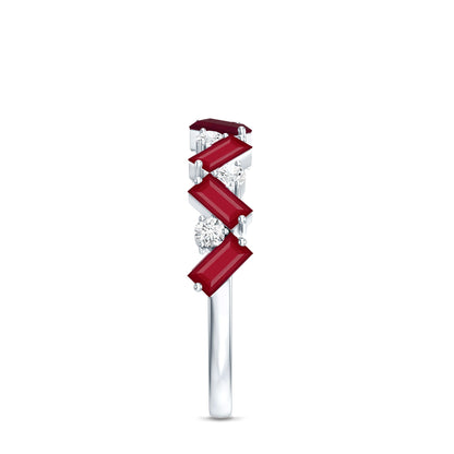 Certified Ruby Half Eternity Ring with Lab Grown Diamond
