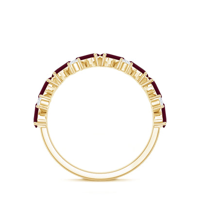 Certified Ruby Half Eternity Ring with Lab Grown Diamond