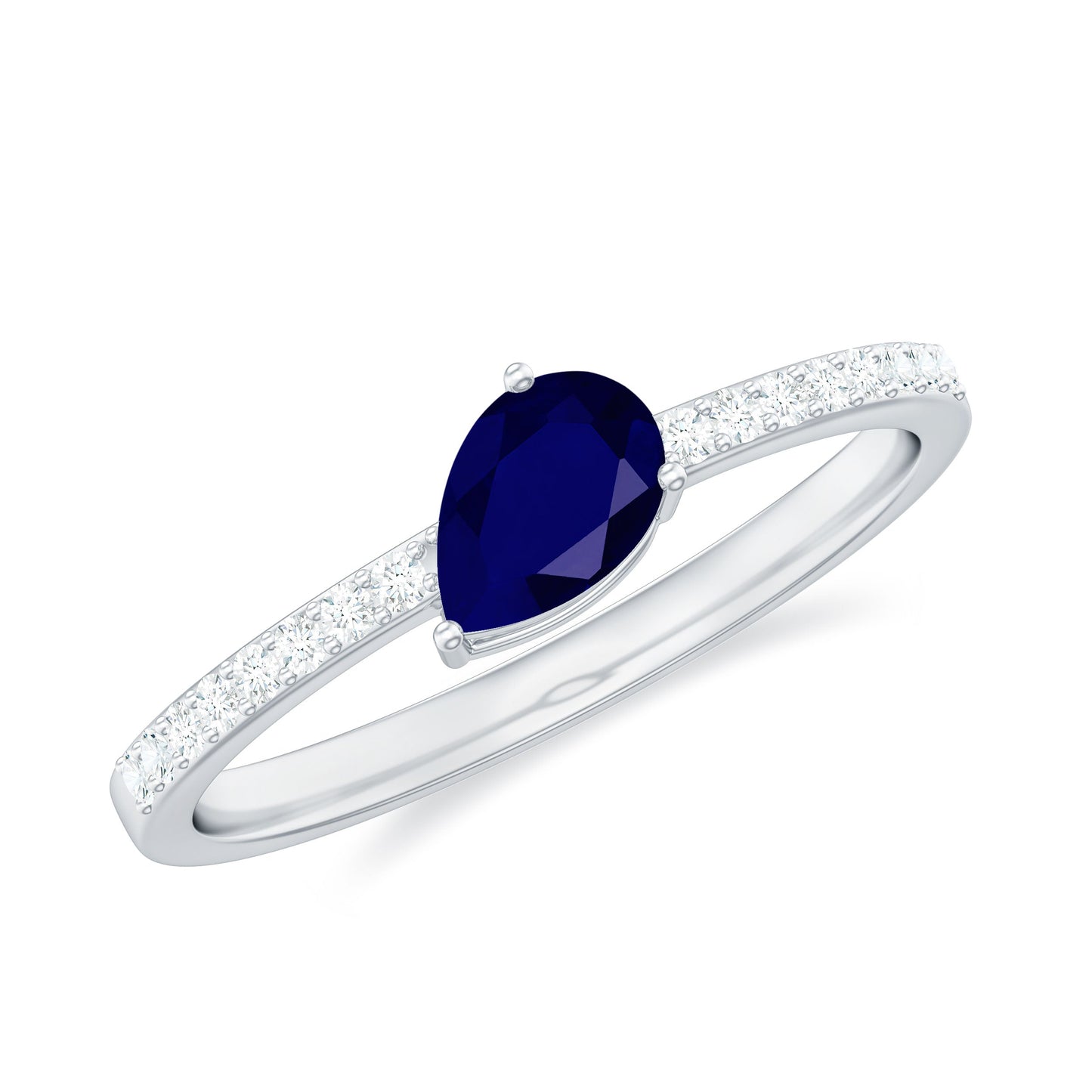 Natural 0.5 Carat Blue Sapphire Promise Ring with Diamond