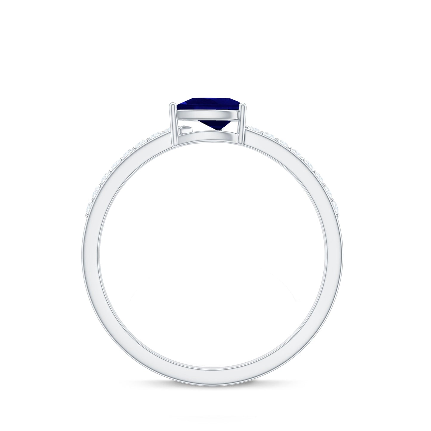 Natural 0.5 Carat Blue Sapphire Promise Ring with Diamond