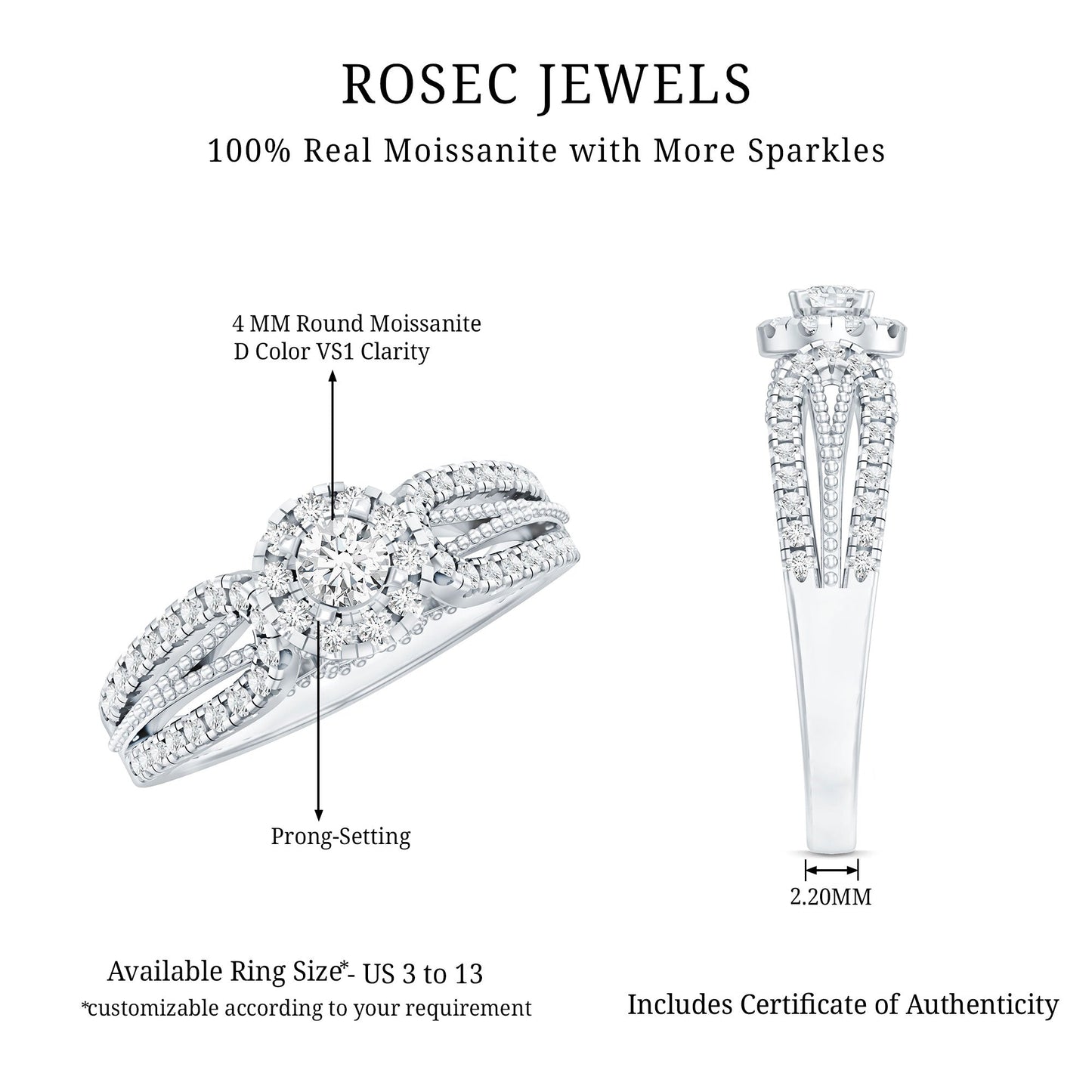 Vintage Looking Moissanite Engagement Ring For Women