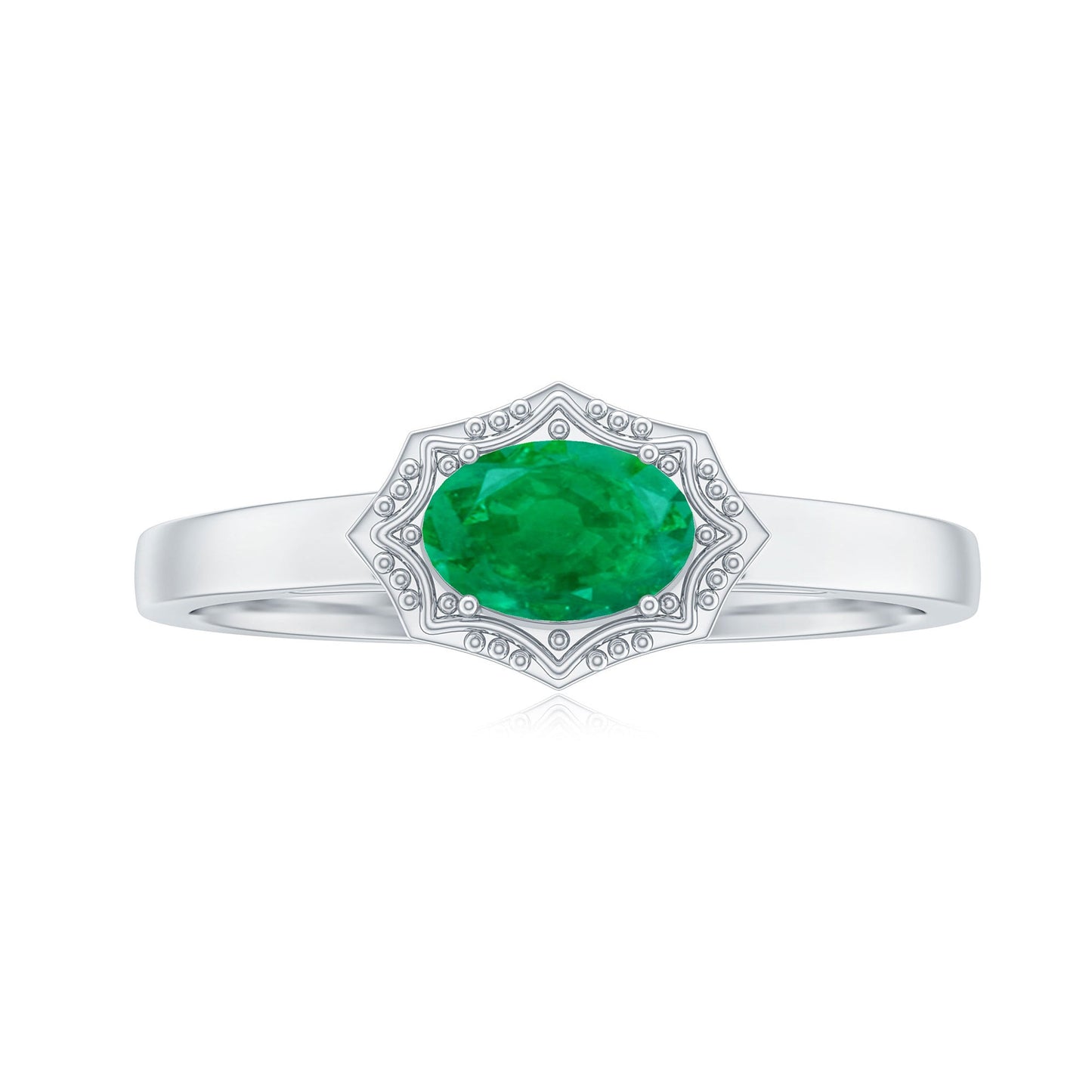 Genuine Emerald Antique Looking Engagement Ring With Certificate