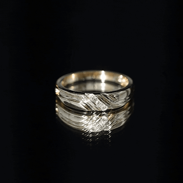 Certified Diamond Three Stone Band Ring for Men
