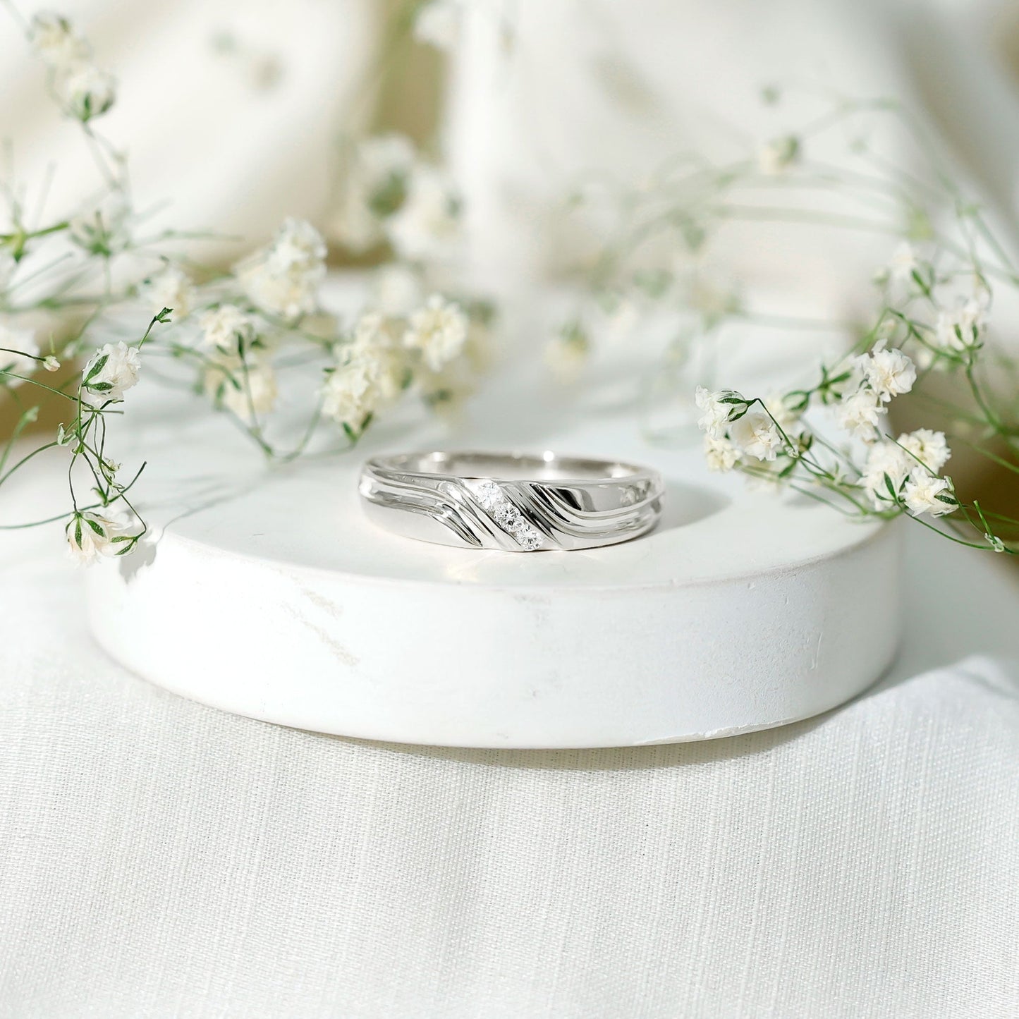 Certified Diamond Three Stone Band Ring for Men
