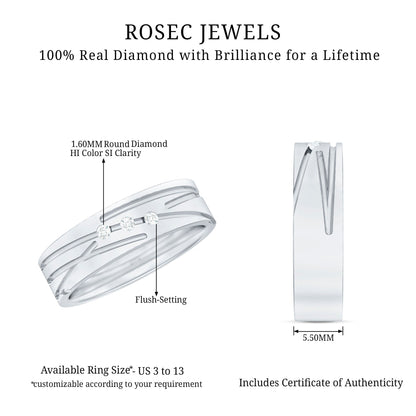 Diamond Wide Band Ring in Flush Setting