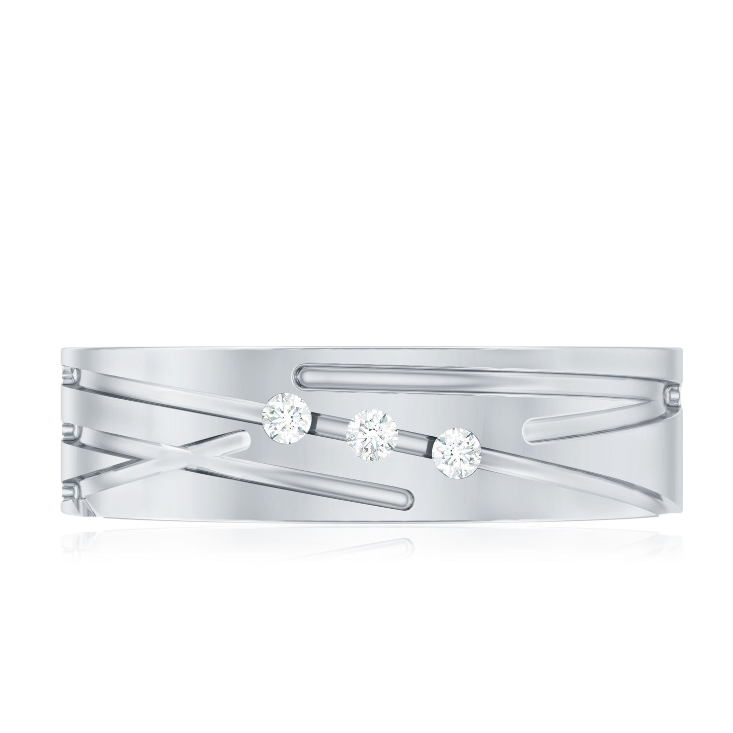 Diamond Wide Band Ring in Flush Setting