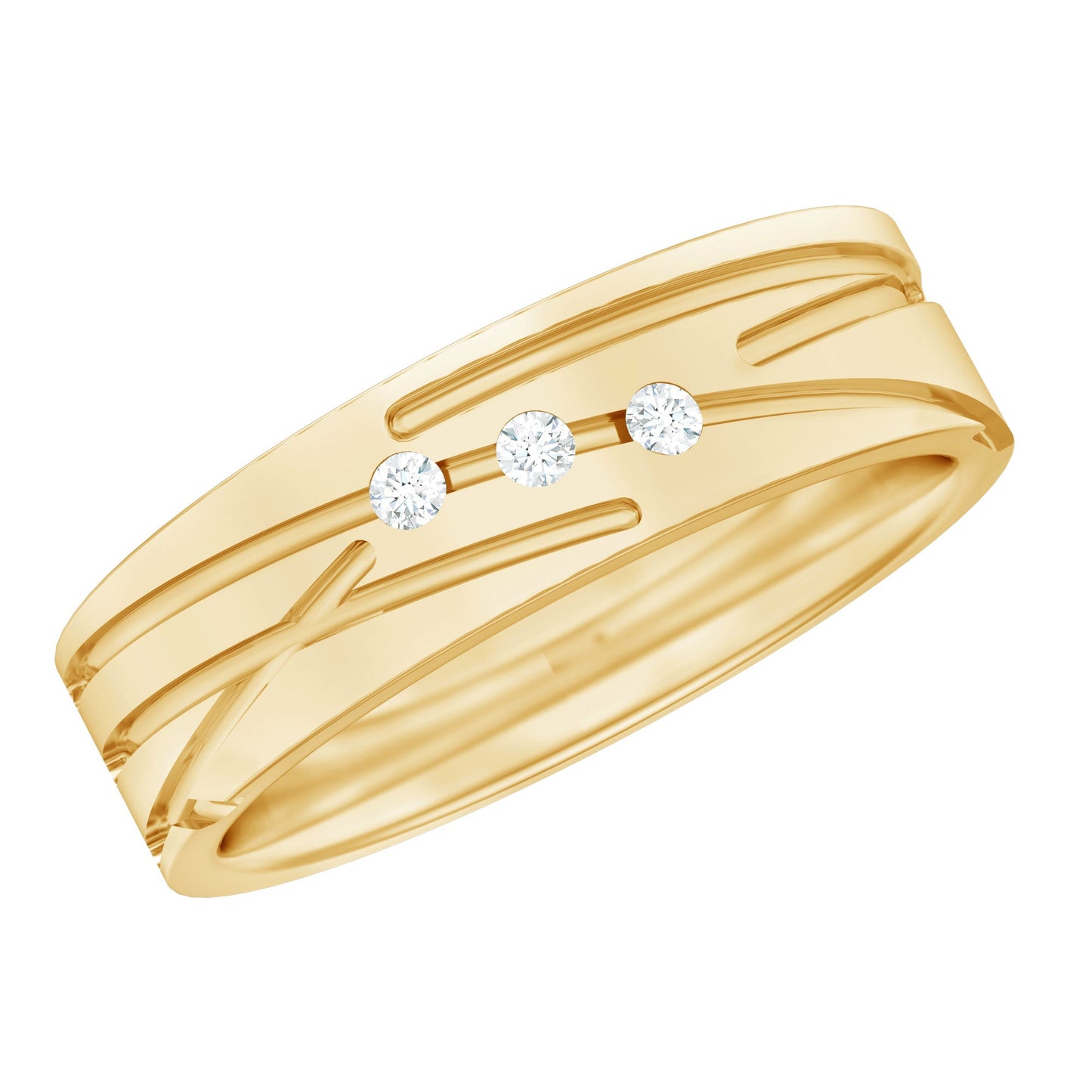 Diamond Wide Band Ring in Flush Setting
