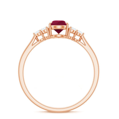 Natural 0.8 Carat Ruby Pear Shaped Engagement Ring with Diamond