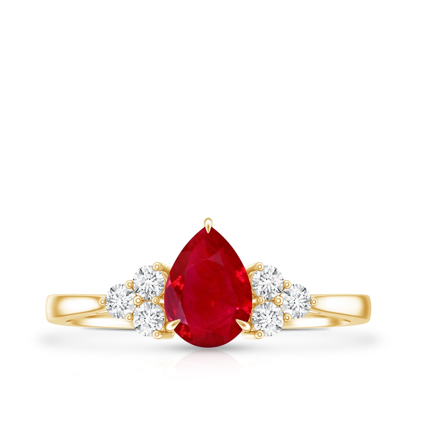 Natural 0.8 Carat Ruby Pear Shaped Engagement Ring with Diamond