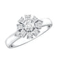 Certified Real Diamond Flower Engagement Ring for Women