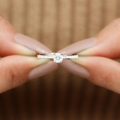 Natural Diamond Promise Ring with Side Stones