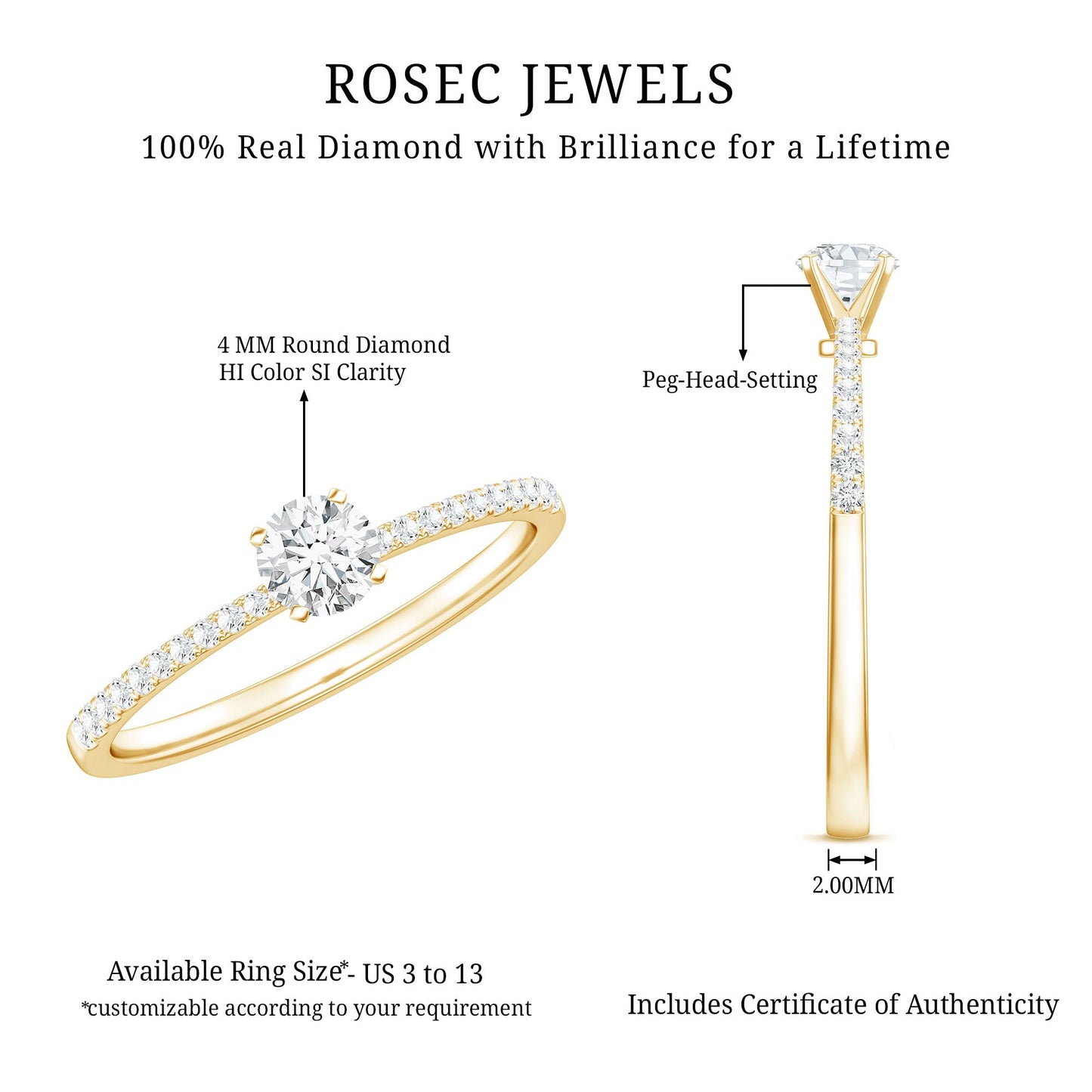 Natural Diamond Promise Ring with Side Stones