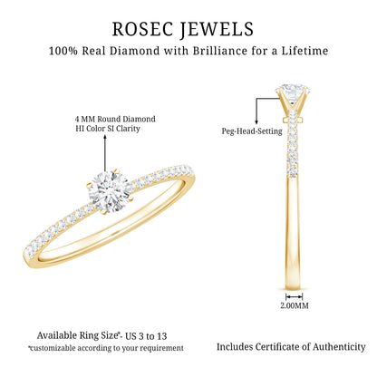 Natural Diamond Promise Ring with Side Stones