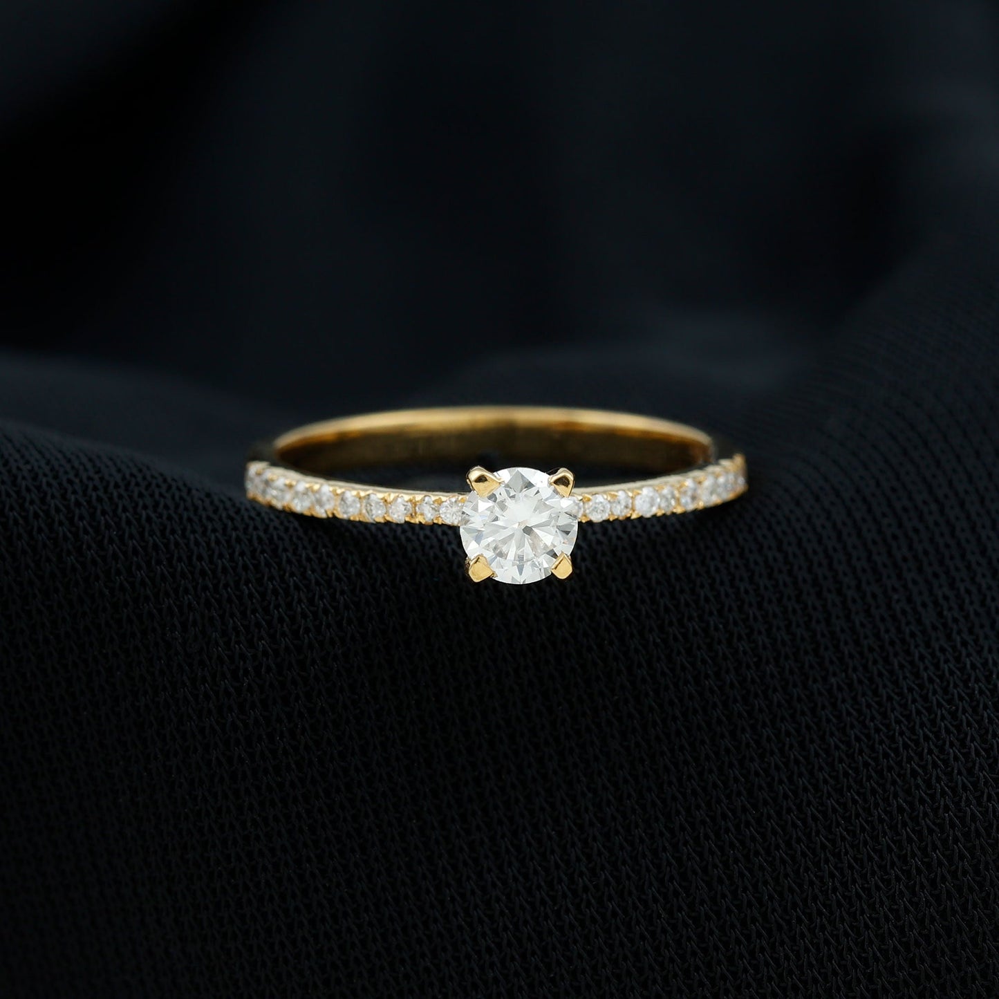 Natural Diamond Promise Ring with Side Stones