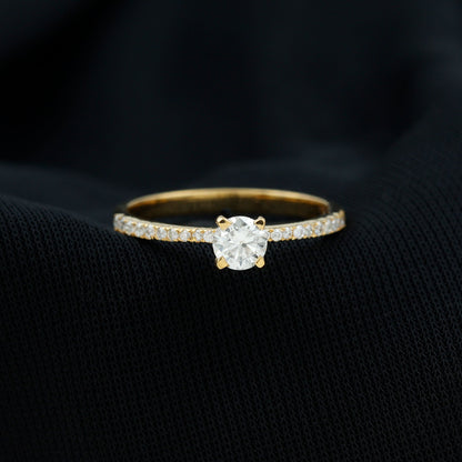 Natural Diamond Promise Ring with Side Stones