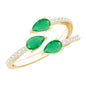 Pear Shaped Emerald and Diamond 3 Stone Statement Ring
